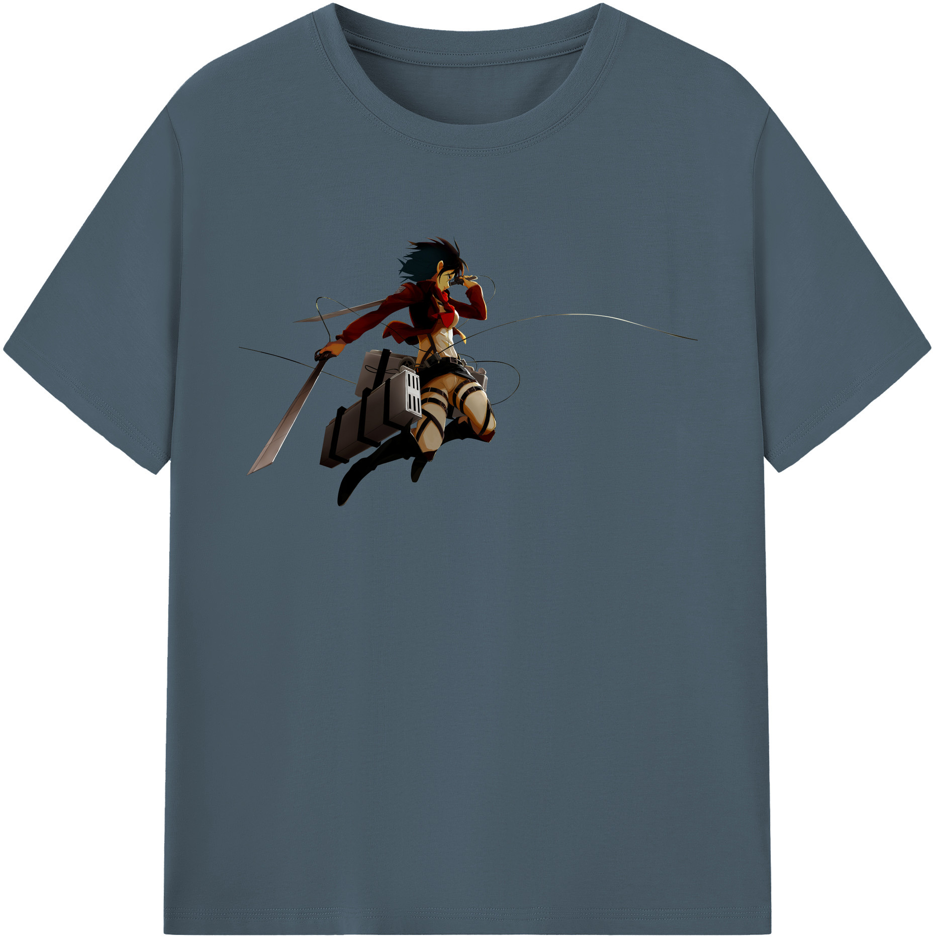 （画像用） 進撃の巨人 ミカサ·アッカーマン Attack on Titan Mikasa Ackerman 綿100％半袖Tシャツ（フロントプリント）